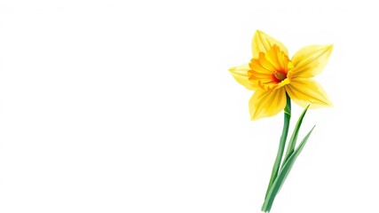Vibrant watercolor daffodil illustration on white background, spring, botanical