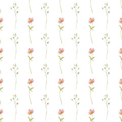 Seamless background, floral pattern with watercolor flowers. Repeat fabric wallpaper print texture. Perfectly for wrapped paper, backdrop.