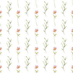 Seamless background, floral pattern with watercolor flowers. Repeat fabric wallpaper print texture. Perfectly for wrapped paper, backdrop.