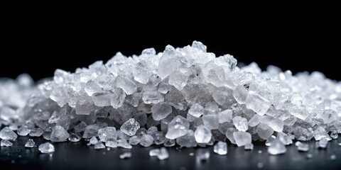 Close-up of shining dead sea salt crystals on a black background, geological formations, nature,  geological formations