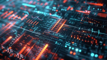 Fototapeta premium Data Visualization Dashboard with Real-Time Analytics in a Futuristic Interface