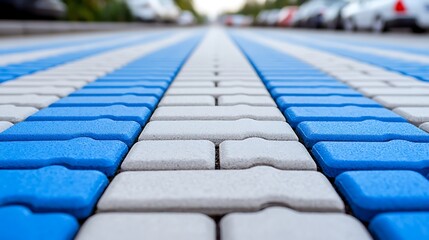 Obraz premium Blue And White Pavement Tiles City Street Texture