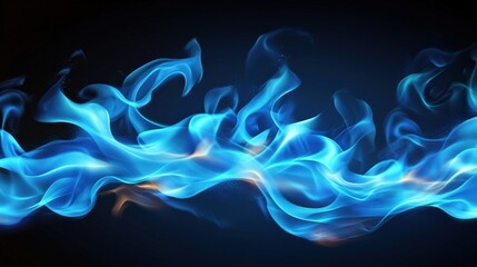 Abstract Blue Flame Wave on Black Background for Creative and Artistic Designs