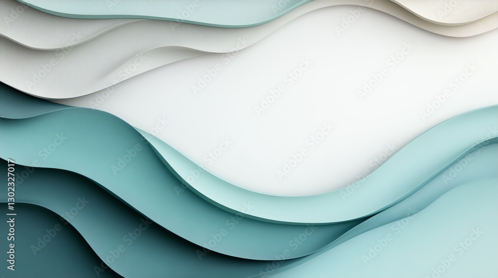 Aufkleber abstract waves of layered blue and white paper create a calming minimalist texture.