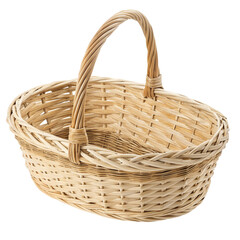 Obraz premium Empty Wicker Basket with Handles isolated on transparent background 