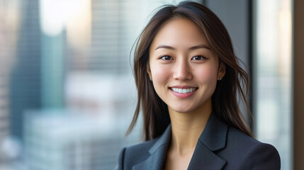 Naklejka premium Young Multiracial Businesswoman Smiling Confidently