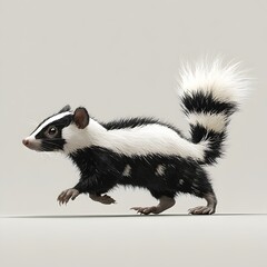 Naklejka premium illustration black and white graphic of a skunk on white