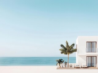 Fototapeta premium Coastal twin houses with beachfront access, Real Estate Twin House, premium coastal lifestyle