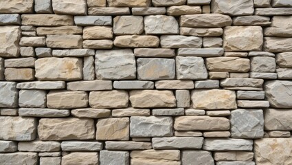 Obraz premium Textured Stone Wall with Varying Sizes of Gray Stones in a Horizontal Pattern for Construction Background