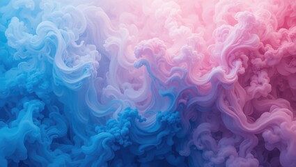 Abstract Swirling Patterns in Soft Blue and Pink Tones with Ethereal Cloud-Like Textures