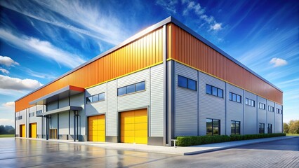 Obraz premium Modern Warehouse Exterior - Sleek Industrial Building Design Stock Photo