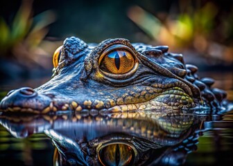 Fototapeta premium American Alligator Close-Up in Swamp Water - Wildlife Photography