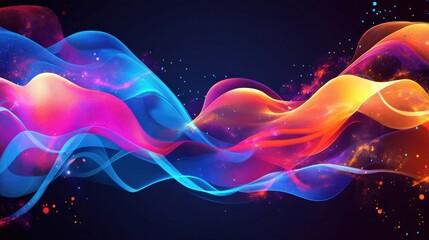 Fototapeta premium Abstract Colorful Waves of Light Flowing in Vibrant Background Illustration