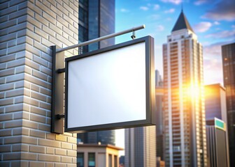 Obraz premium Realistic Mockup of Hanging City Light Box Sign, Outdoor Advertising Signage Template