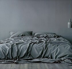 Generative AI, High-Contrast Minimalist Bedroom with Deep Charcoal and White Accents