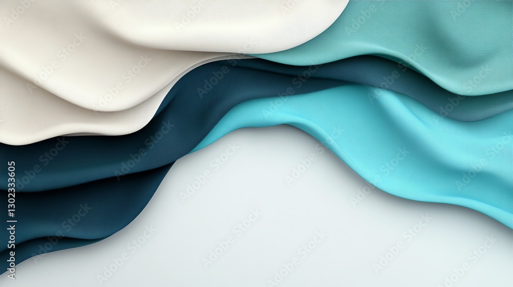 Poster elegant abstract fabric waves in blue tones, creating a soothing and textured background for design 