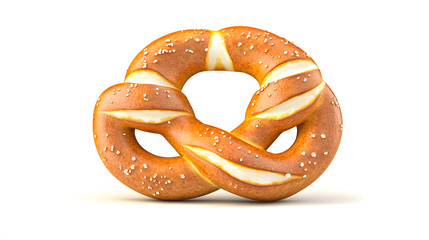 A close up of a pretzel with a white background