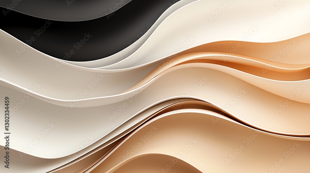 Aufkleber elegant abstract waves in neutral shades, creating a soothing and stylish visual pattern.