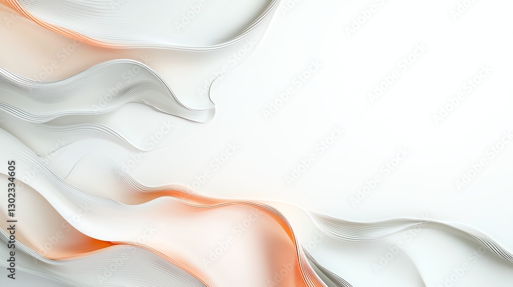 Poster elegant abstract waves in soft hues create a sense of fluidity and movement on a light background.