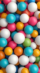 Fototapeta premium Colorful bouncing balls in playful chaos indoor play area stock image vibrant environment aerial view fun concept