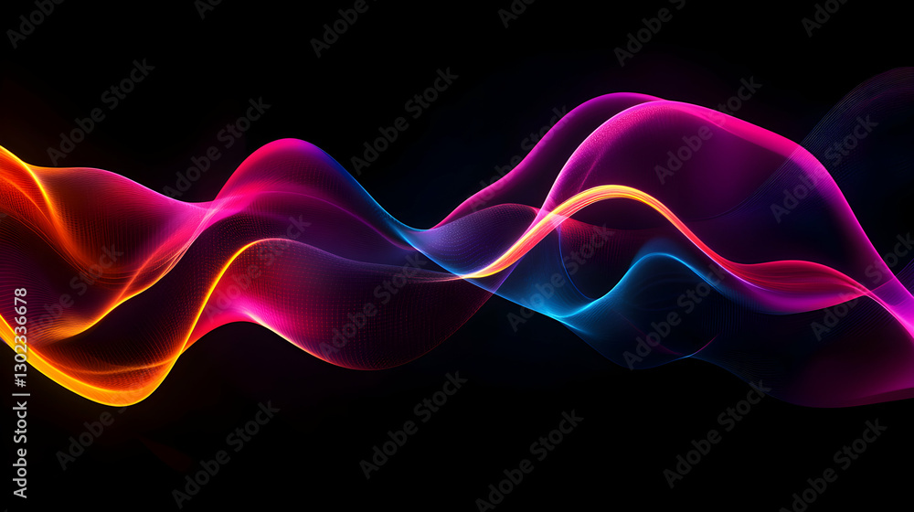 Poster abstract waves of color, dynamic energy and flowing light trails creating a visually stunning and mo