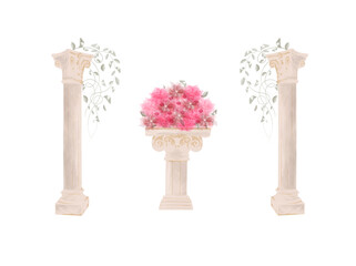 columns and pedestal with flowers 