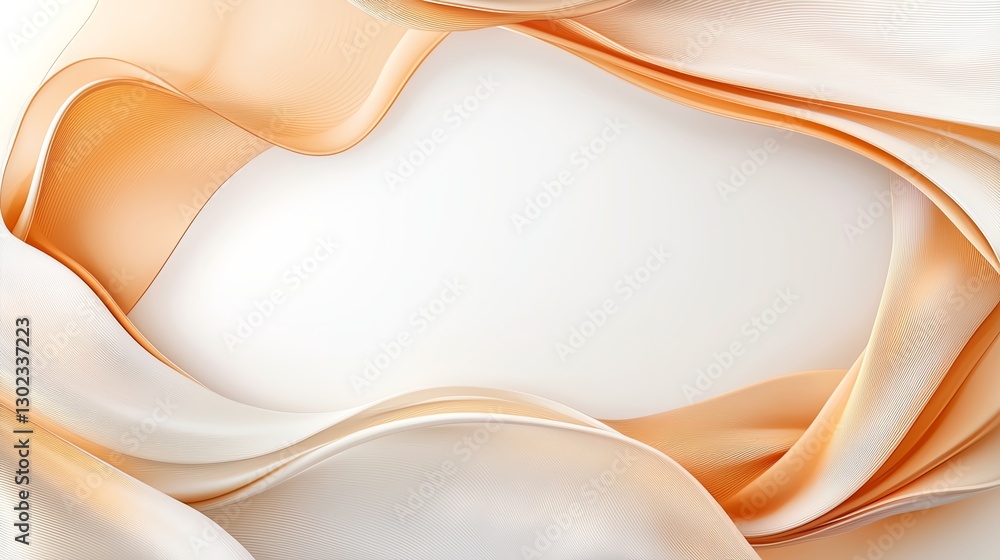 Poster elegant flowing fabric layers in orange and white, creating a soft and sophisticated abstract backgr