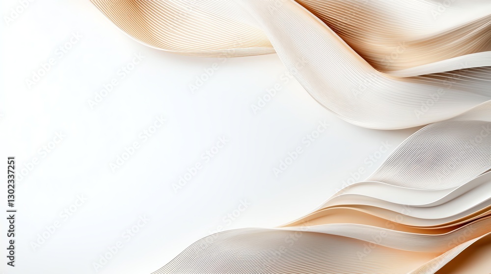Poster elegant flowing fabric waves in soft neutral tones, creating a serene abstract background.
