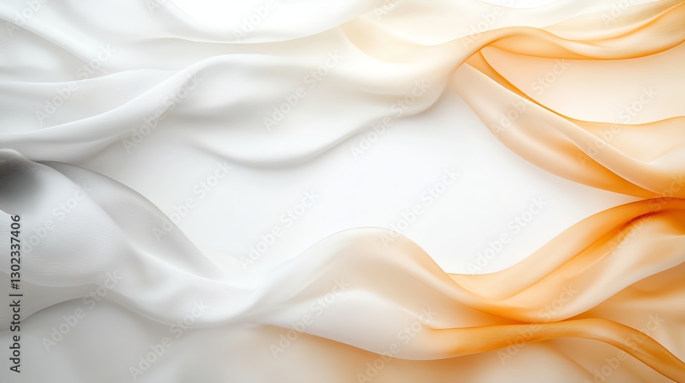 Aufkleber elegant flowing fabric waves in soft white and orange tones, creating a smooth abstract background.