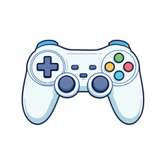 White gamepad controller with colorful buttons invites to play © fiore26