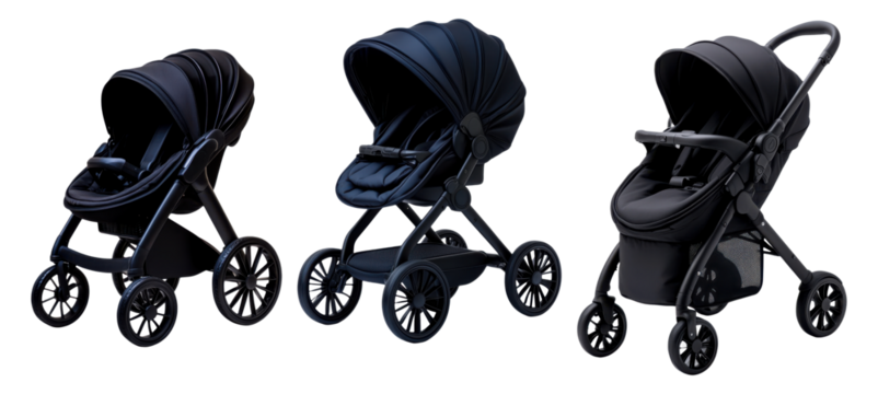 modern baby strollers isolated on transparent background 