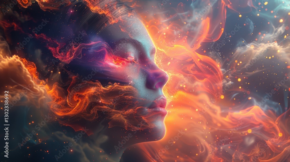 Poster ethereal representation of inner worlds and emotions in a colorful abstract background
