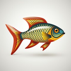 Fototapeta premium Retro Monochrome Fish Artwork with Graphic Texture