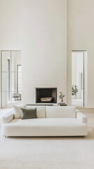 Fototapeta premium Modern living room design featuring minimalist decor and a cozy atmosphere