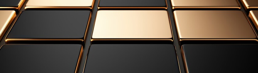 Obraz premium Shiny black and gold tile arrangement studio abstract photography contemporary close-up modern design inspiration