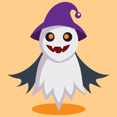 Naklejka premium Boo, scary ghost flat vector illustration for Halloween, cartoon character for holiday. 