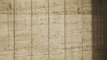 Sunlight illuminates beige stone wall texture indoors, architectural detail, background for design