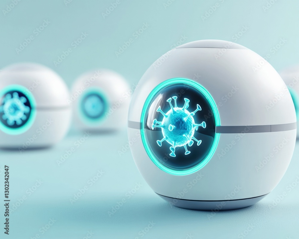 Poster a nanobot security system identifying and destroying harmful pathogens, nanorobots concept