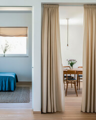 Cozy interior design with separate spaces for living and dining in modern home