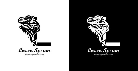 iguana head logo design combined with the letter L