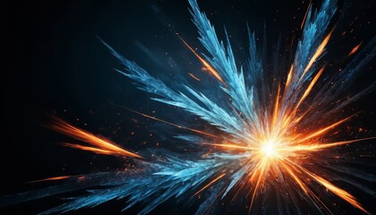 Abstract Explosion of Light and Energy with Ice and Fire Effect