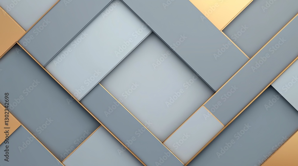 Poster geometric abstract pattern with gold and grey tones creates a modern and elegant background design.
