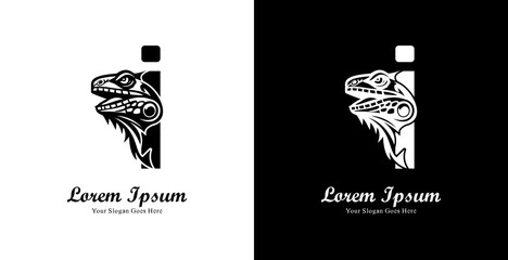 iguana head logo design combined with the letter i