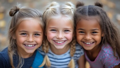 Kids smiling together outdoors