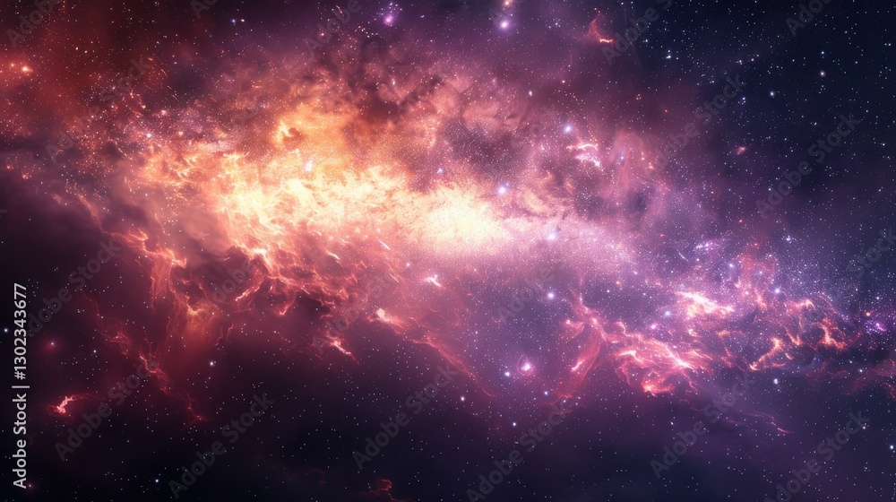 Poster ethereal cosmic scene depicting vibrant colors and dynamic patterns in the depths of space