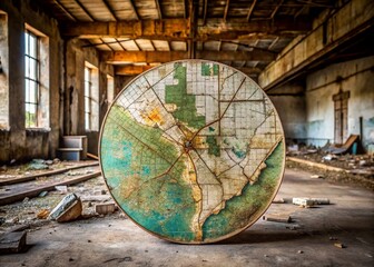 Fototapeta premium Arkansas Phillips County Map Circular Urban Exploration Photography