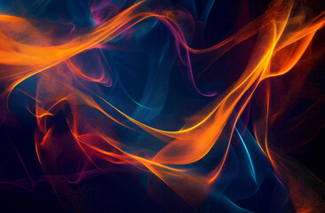 Obraz premium Abstract background with light effects and glowing fiber optic lines, dark blurred backdrop, 