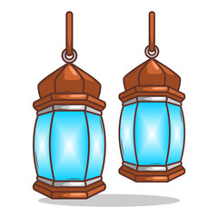 antern golden hanging   arab islam culture decoration on white background