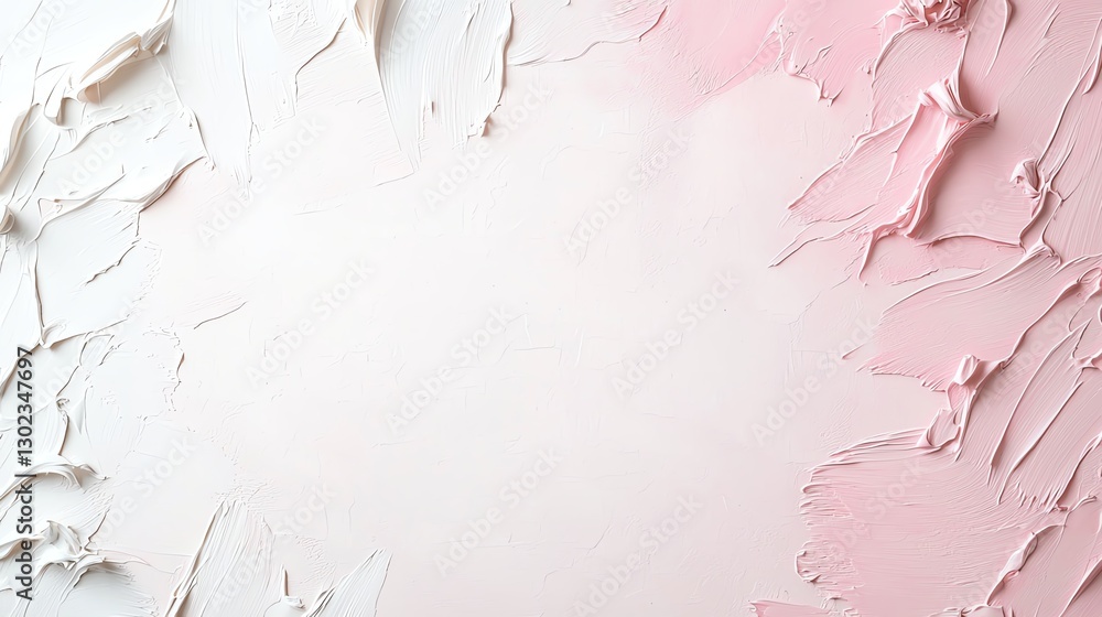 Poster textured white and pink abstract background with palette knife strokes, creating a soft artistic eff