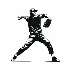 Baseball Pitcher in Action Vector Illustration